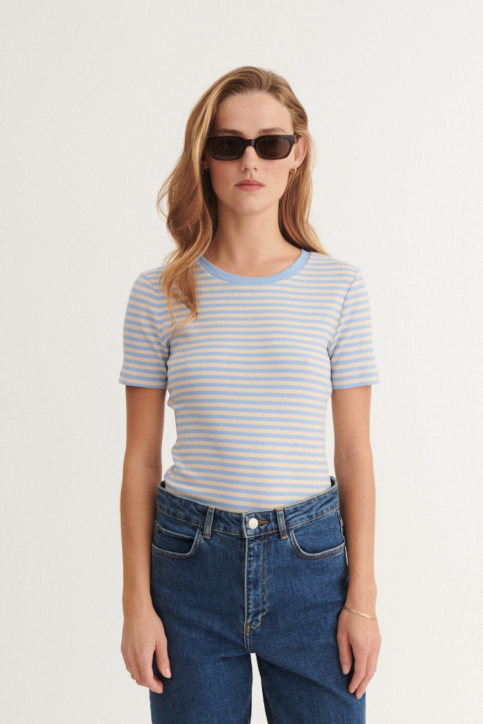 Basic Apparel Ludmilla O-Neck T-shirts 785 Frozen fjord / smoke gray